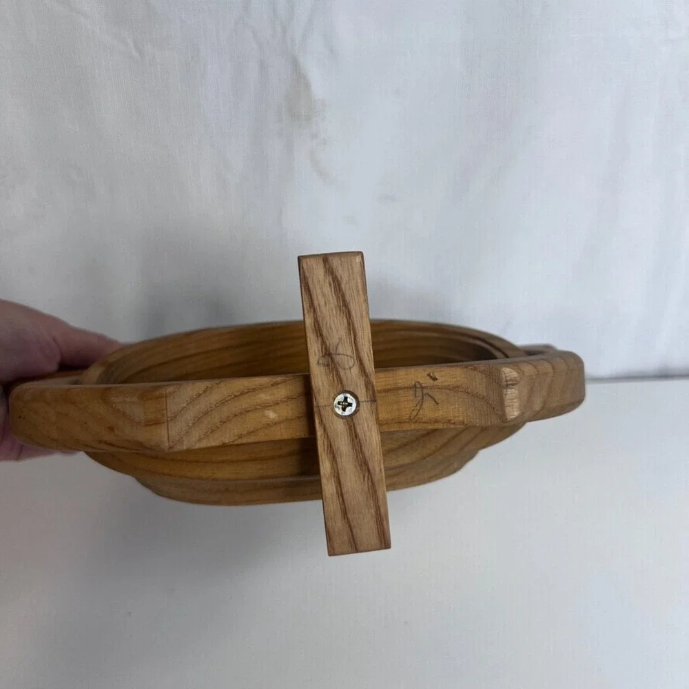 Duck Handcrafted Collapsible Wooden Basket Bread Fruit Bowl Decor Farmhouse